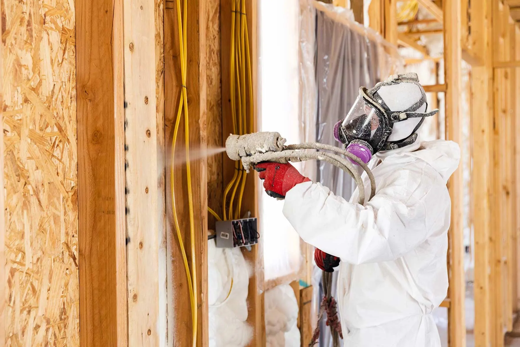 Closed-cell spray foam applied to a roof deck