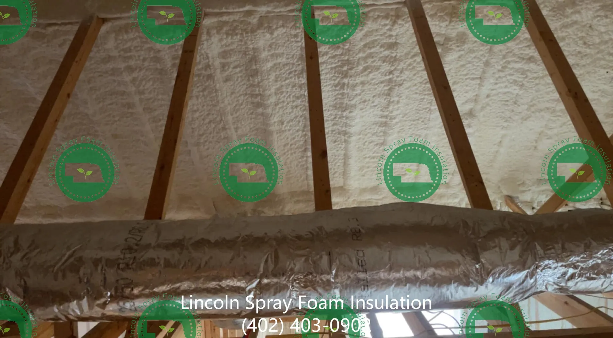 Close-up of spray foam insulation coverage
