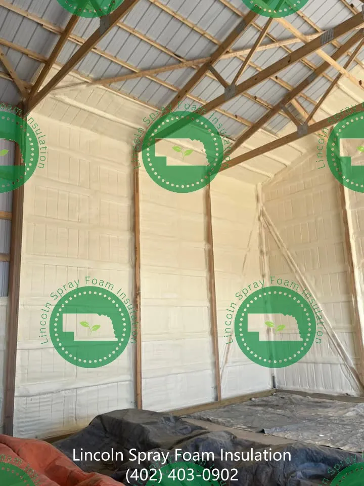 Finished spray foam coverage at a wall assembly